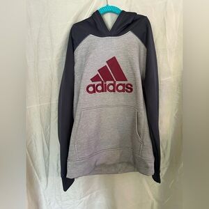 Adidas Kids Gray & Raspberry Hoodie Size med
With A Large  Front Pocket